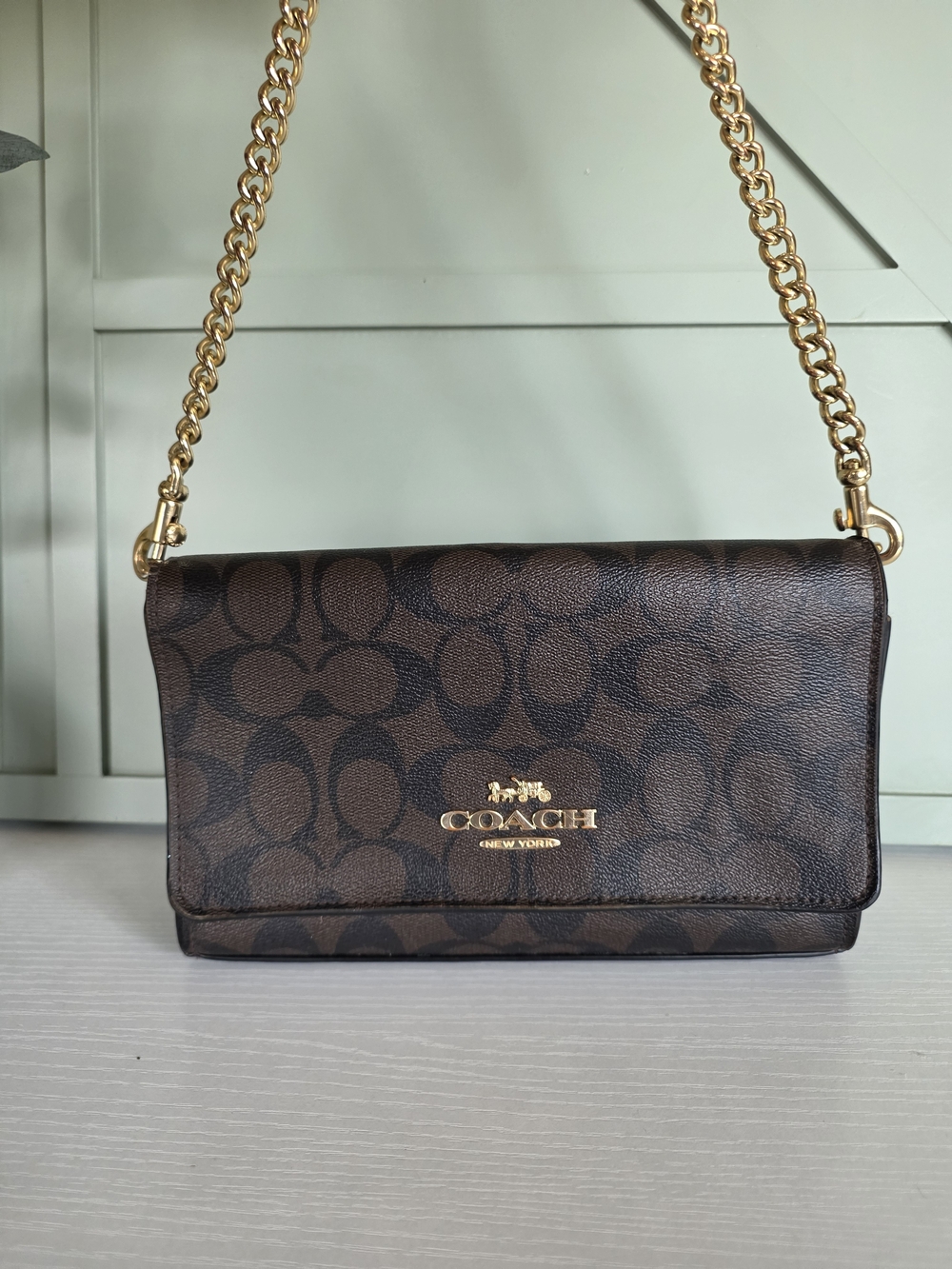 Coach Signature Brown Chain clutch-crossbody Shoulder Bag